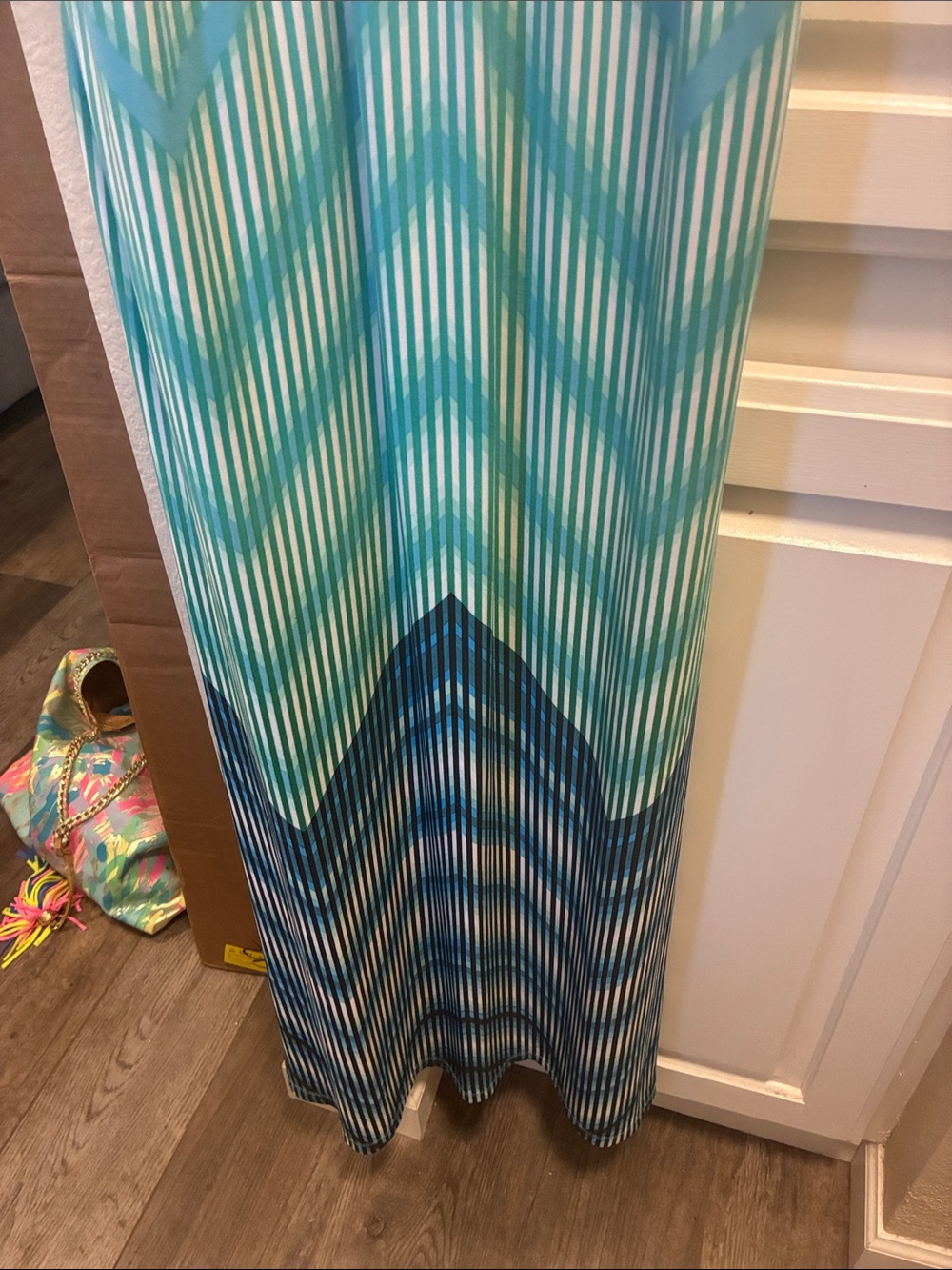 Vince Camuto Sleeveless Ombre Chevron Maxi Dress in Teal and Navy - Picture 4 of 10